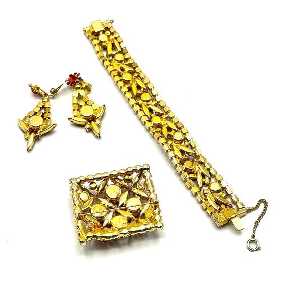 DeLizza & Elster Juliana Autumn Fire Parure – Bracelet, Earrings & Brooch – FIRM - Picture 3 of 11